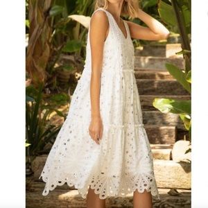 New with Tags. Trina Turk Enjoy Dress in white Sunshower Eyelet.
Size S
